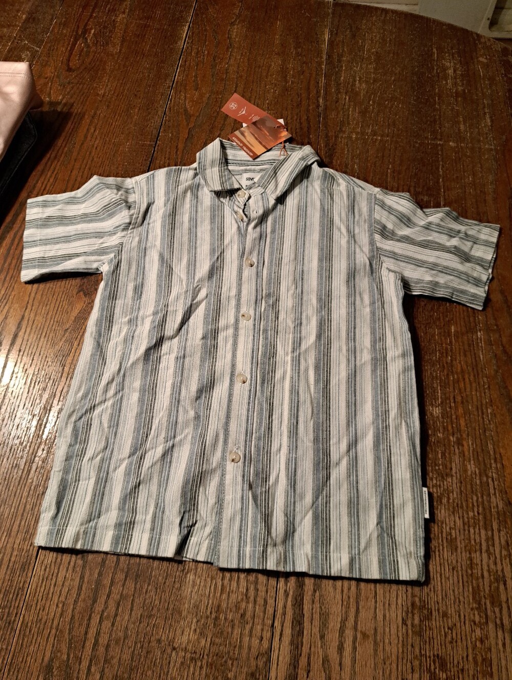 New Medium Sovereign Code Drew Short Sleeve Button Front Shirt White Blue Black